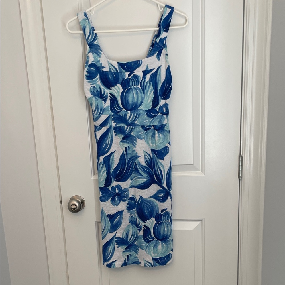 Tommy Bahama Blue and White Floral Midi Dress